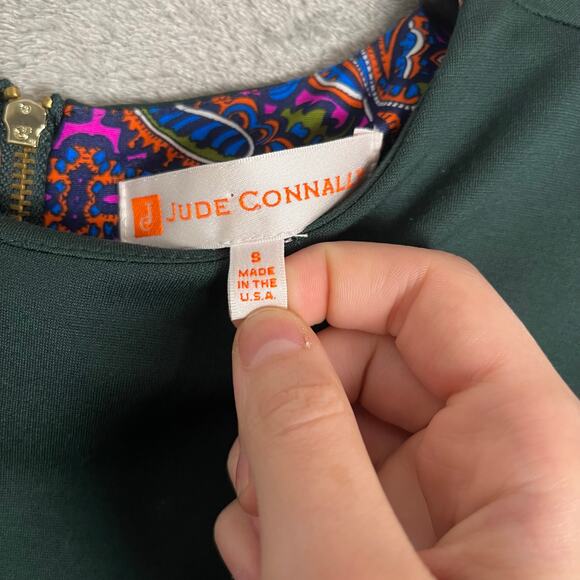 Jude Connally Green Shift Dress Small Jude Cloth Christmas Preppy Classic Style - Picture 2 of 7